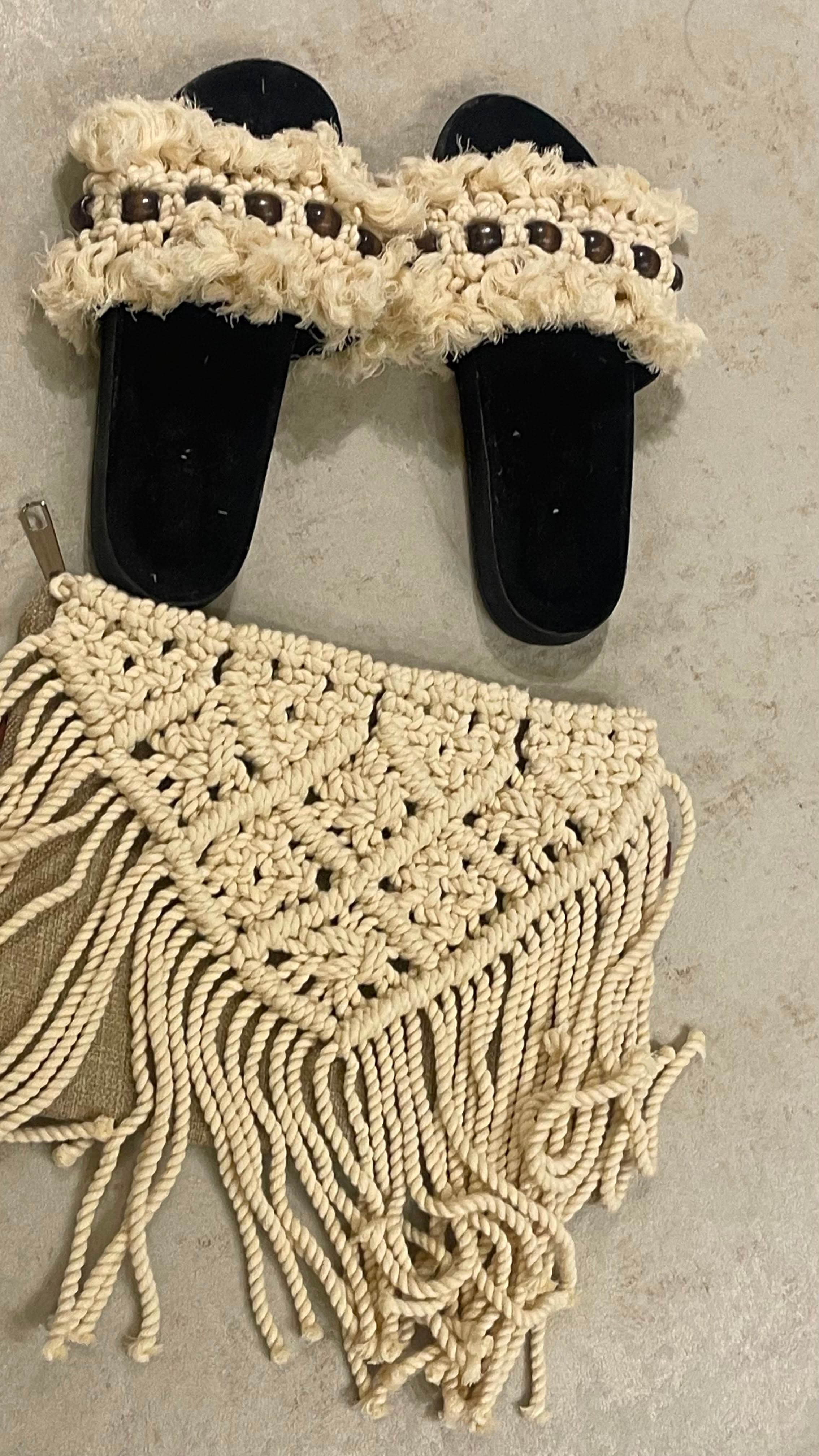 Macrame sliper and clutch